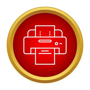 Printer icon displaying document printing with red circle Stock Illustration