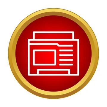 Printer icon displaying document printing with red and gold 스톡 일러스트