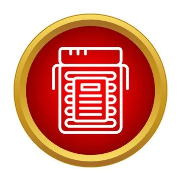 Printer icon with document on red button Illustrazione stock