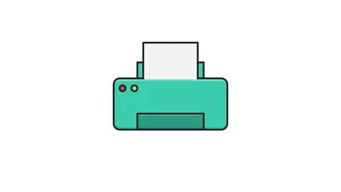 Printer icon featuring a paper roll, symbolizing printing capabilities and .. 動画素材 335140151