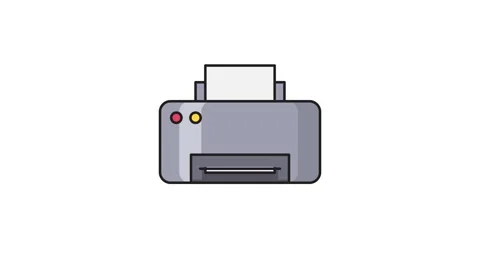 Printer icon featuring a white sheet of paper, symbolizing printing functio.. Stock Footage 335259540