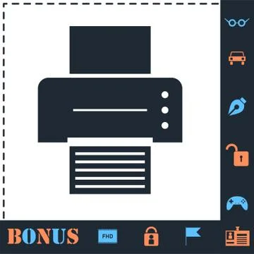 Printer icon flat Stock Illustration