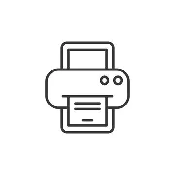 Printer icon in flat linear style. Office machine vector illustration on is.. Stock Illustration