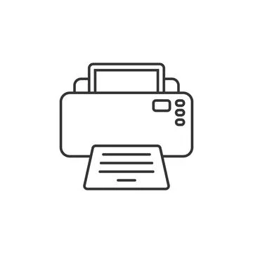 Printer icon in flat linear style. Office machine vector illustration on is.. Illustrazione stock