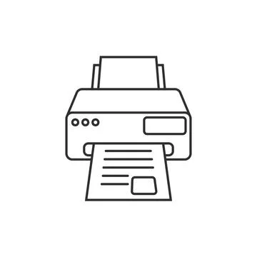 Printer icon in flat linear style. Office machine vector illustration on is.. Stock Illustration