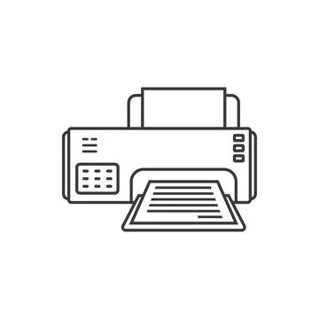 Printer icon in flat linear style. Office machine vector illustration on is.. Stock Illustration