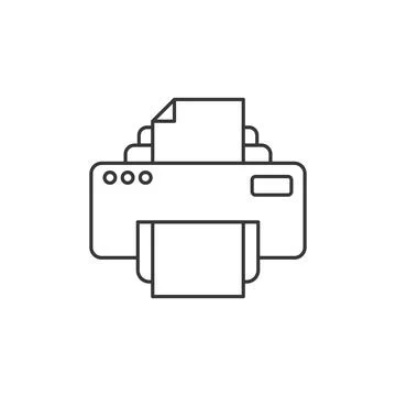 Printer icon in flat linear style. Office machine vector illustration on is.. Illustrazione stock