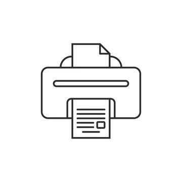 Printer icon in flat linear style. Office machine vector illustration on is.. Stock Illustration
