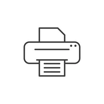 Printer icon in flat linear style. Office machine vector illustration on is.. Stockillustratie