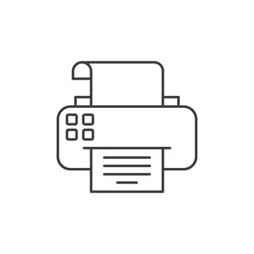 Printer icon in flat linear style. Office machine vector illustration on is.. Stock Illustration
