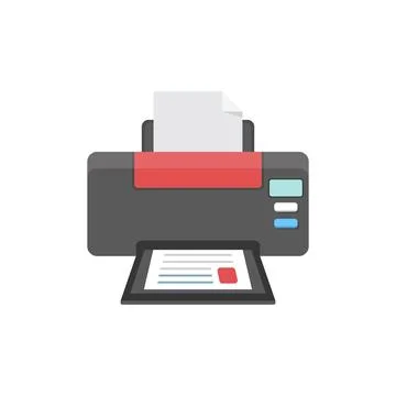 Printer icon in flat style. Office machine vector illustration on isolated .. Stock Illustration