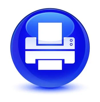 Printer icon glassy blue round button Stock Illustration