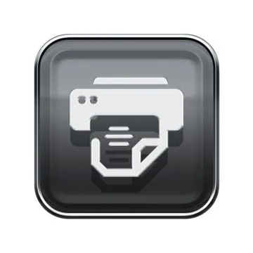 Printer icon glossy grey, isolated on white background イラスト素材
