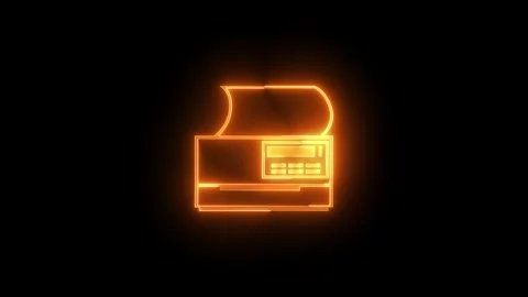 Printer icon glowing neon brown color animation on black background Stock Footage 270783719