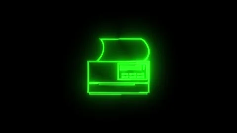 Printer icon glowing neon green color animation on black background Stock Footage 270783724
