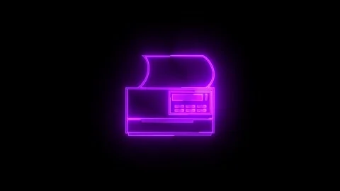 Printer icon glowing neon purple color animation on black background Stock Footage 270783740
