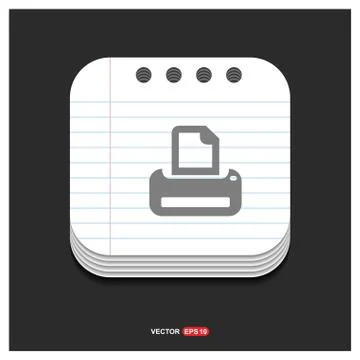 Printer icon Gray icon on Notepad Style template Vector EPS 10 Free Icon Illustrazione stock