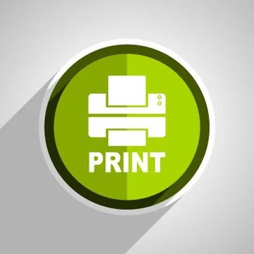 Printer icon, green circle flat design internet button, web and mobile app il Stock Illustration