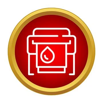 Printer icon with ink drop in red circle Stock Illustration