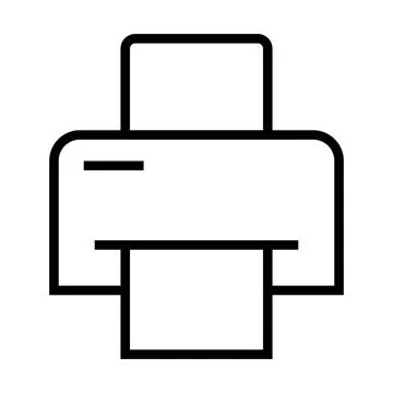 Printer icon line isolated on white background. Black flat thin icon on mod.. Stock Illustration