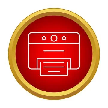 Printer icon with paper output in red circle Stock Illustration