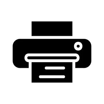 Printer icon printing a document. Concept of office work, printing, and tec.. Illustrazione stock