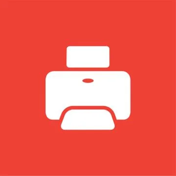 Printer Icon On Red Background. Red Flat Style Vector Illustration Illustrazione stock