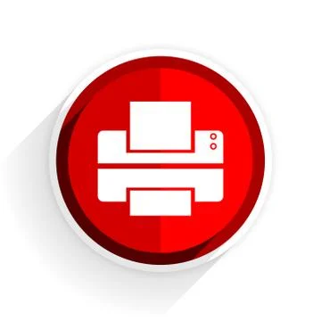 Printer icon, red circle flat design internet button, web and mobile app illu Stock Illustration
