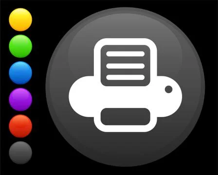 Printer icon on round internet button Stock Illustration