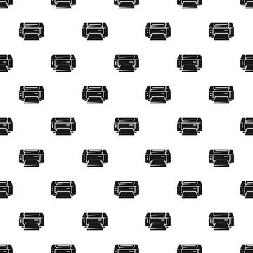 Printer icon seamless pattern black and white 库存插图
