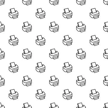 Printer icon seamless pattern for office technology background Illustrazione stock