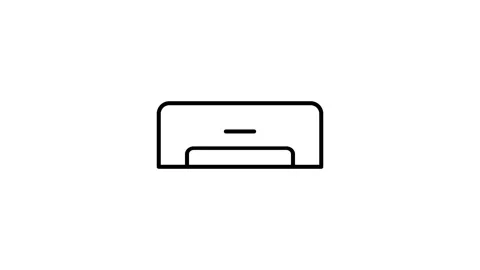 A printer icon set against a black background, representing printing services Stock Footage 332986381