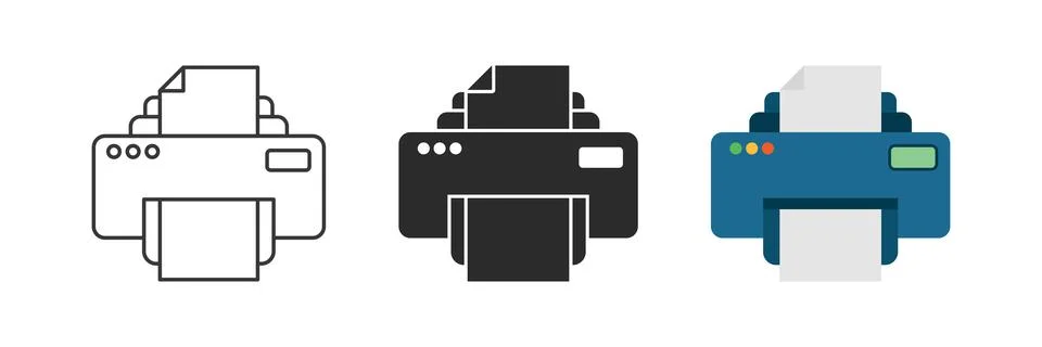 Printer icon set collection in flat style. Office machine vector illustrati.. Stock Illustration