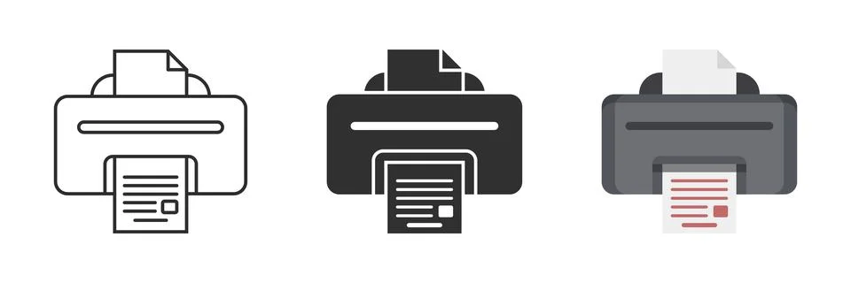 Printer icon set collection in flat style. Office machine vector illustrati.. Stockillustratie