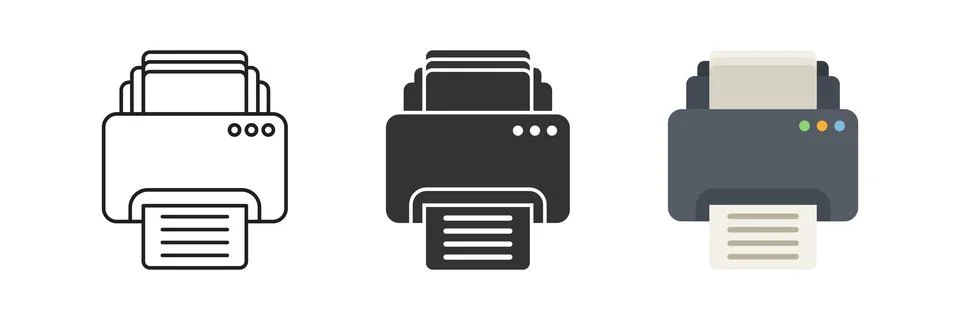 Printer icon set collection in flat style. Office machine vector illustrati.. Stock Illustration