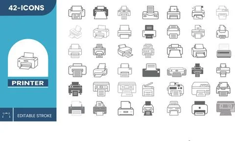 Printer Icon Set editable Illustrazione stock