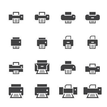 Printer icon set Illustrazione stock
