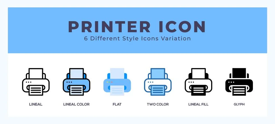 Printer icon set pack vector illustration. Stock-Illustration