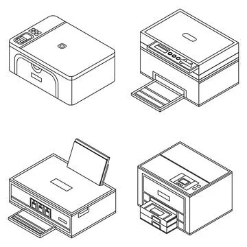 Printer icon set vector outine Ilustración de archivo