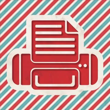 Printer Icon on Striped Background. Stock Illustration