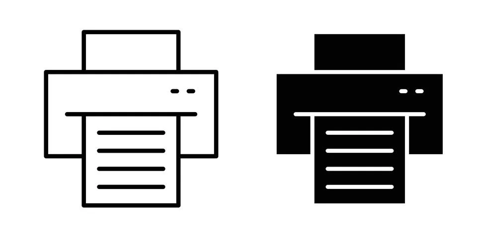 Printer icon vector concepts, line and silhouette style Stock Illustration