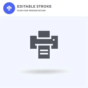 Printer icon vector, filled flat sign, solid pictogram isolated on white, log Illustrazione stock