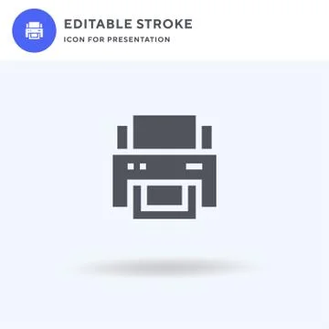 Printer icon vector, filled flat sign, solid pictogram isolated on white, logo 库存插图
