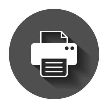 Printer icon. Vector illustration with long shadow. Business concept document Stock Illustration