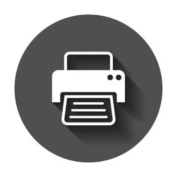 Printer icon. Vector illustration with long shadow. Business concept document Stock Illustration