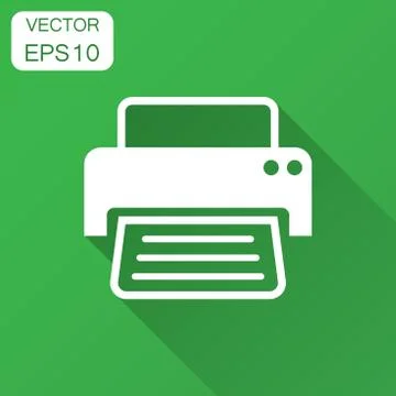 Printer icon. Vector illustration with long shadow. Business concept document Ilustración de archivo
