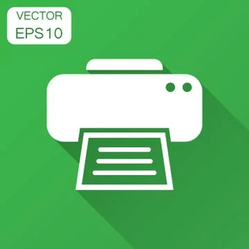 Printer icon. Vector illustration with long shadow. Business concept document Stockillustratie