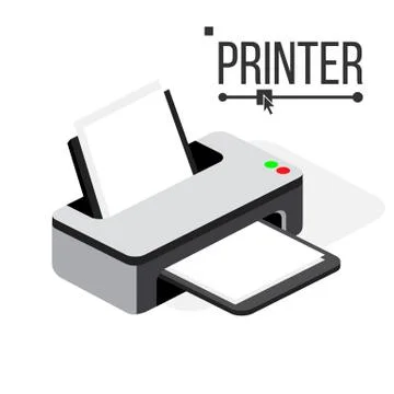 Printer Icon Vector. Modern Office Ink, Laser Printer. Isometric Isolated Stockillustratie