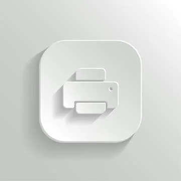 Printer icon - vector white app button Stock Illustration
