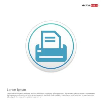 Printer Icon - white circle button Stock Illustration